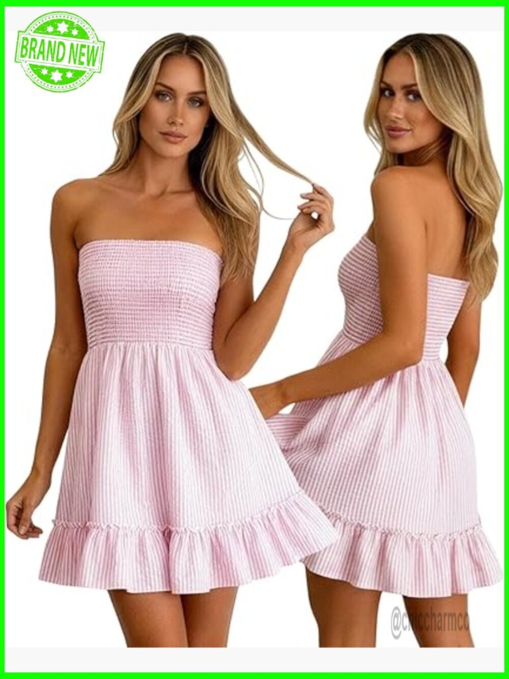 Strapless Tube Top Mini Dress Tiered Ruffle Boho Sundress Sleeveless Beach